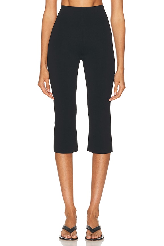 Toteme Compact Knit Capri Trouser in Black | FWRD