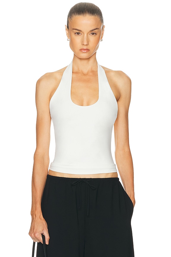 Ziah Asymmetric Racer Tank Top in Off White | FWRD