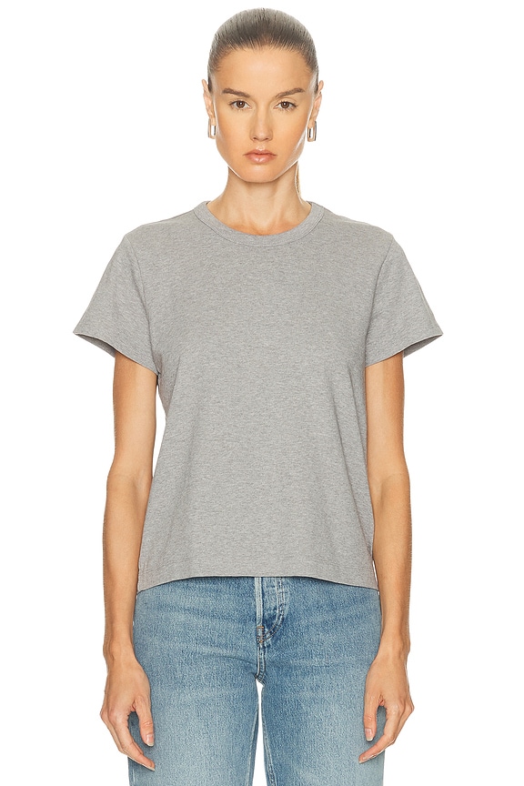 Helsa The Sculpted Tee in Thick Jersey in Heather Grey | FWRD