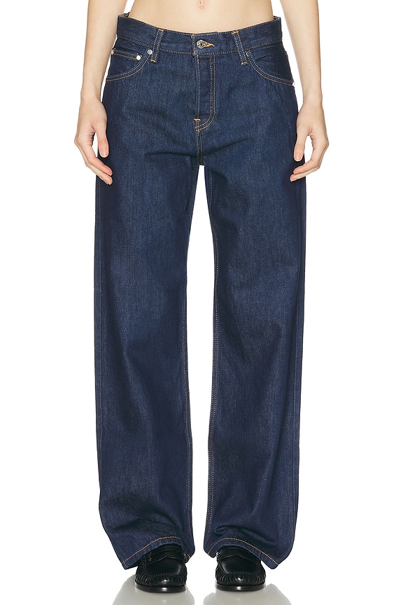 JACQUEMUS Le De Nimes Ovalo Jeans in Navy & Brown | FWRD