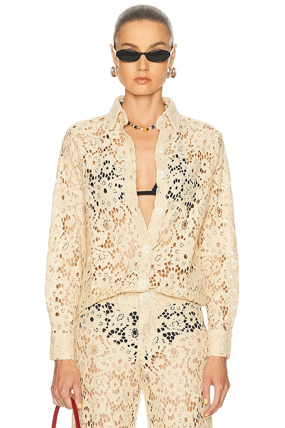 Zimmermann Tie Neck Blouse in Champagne | FWRD