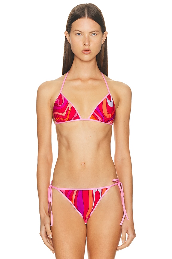 Emilio Pucci Tie Side Bikini Bottom in Corallo & Fuxia | FWRD
