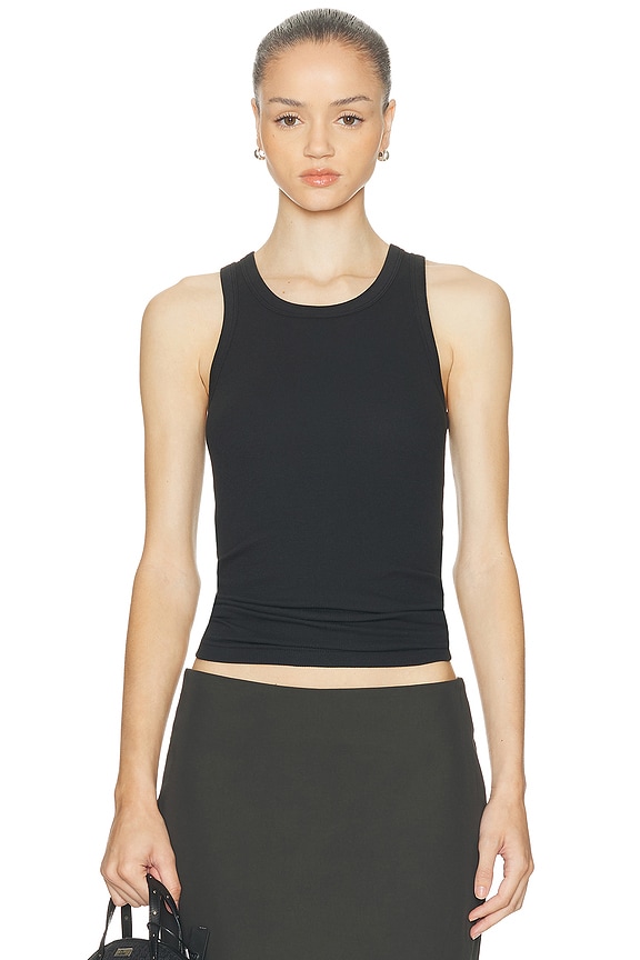Helmut Lang Mesh Logo Tank Top in Black | FWRD