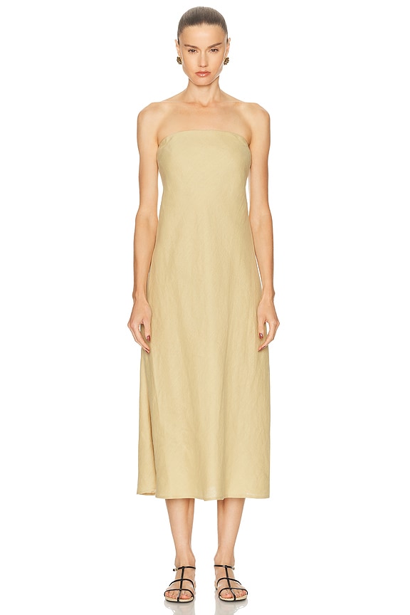 SIMKHAI Adalys Bustier Midi Dress in Tangerine | FWRD