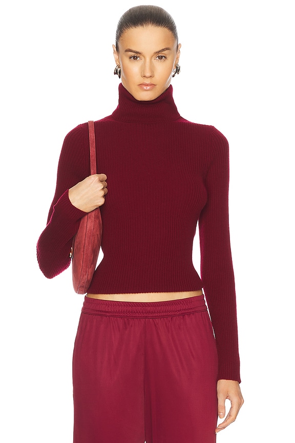 Enza Costa Rib Turtleneck Sweater in Red | FWRD