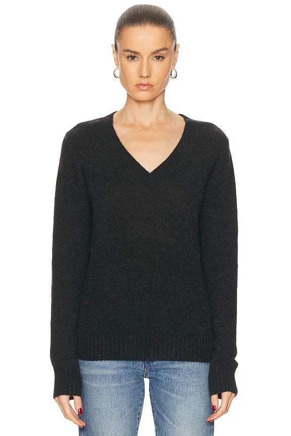 LESET Zoe V Neck Sweater in Brick | FWRD