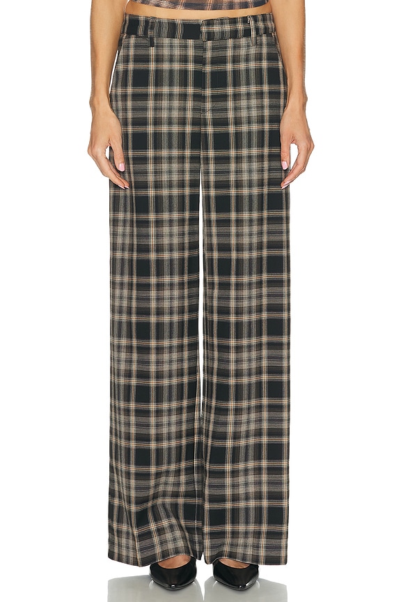 Monse Racing Stripe Vintage Pant in Navy Plaid | FWRD