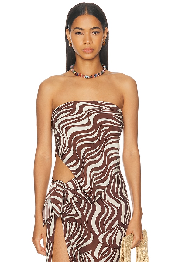 Sass & Bide Bad Seeds Poly-Blend Strapless Top in Black & White Stripe |  FWRD