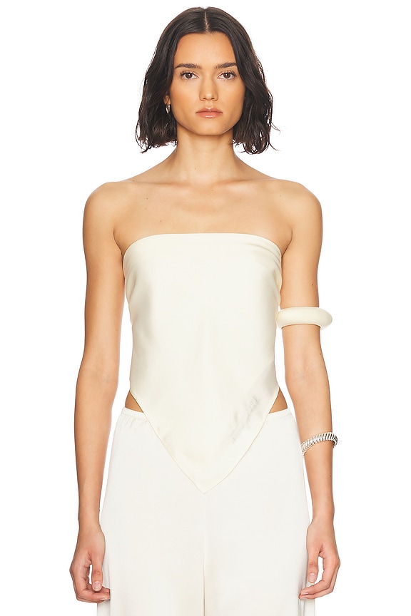 〈Paul〉TOTEME バンド チューブ トップ オフホワイト 32 Toteme Off Shoulder Evening Top in Macadamia | FWRD