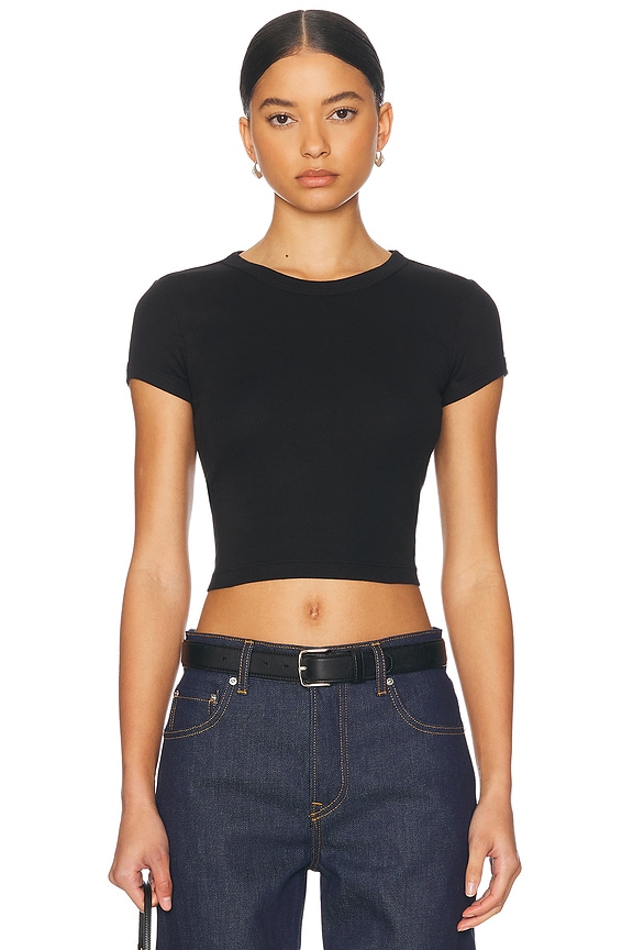 Tシャツ・カットソー CHRISTOPHER ESBER Women Tops 24041063 BLACK Christopher Esber Moodstone Ruched Crop Tee Top in Black | FWRD