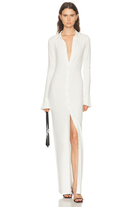 Peter Do Pleated Shirt Dress in Off White | FWRD