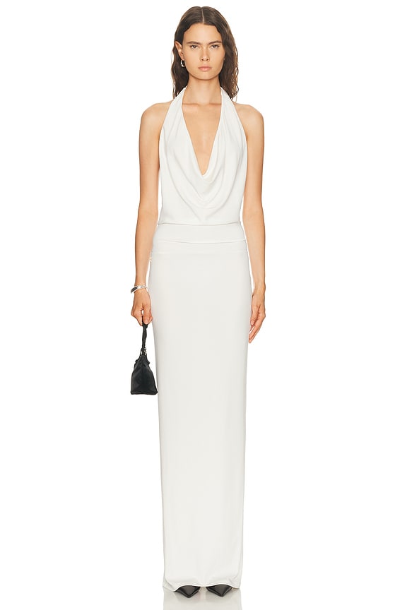 other stories halter dress Storie Halterneck Split Hem Midaxi Dress in Black
