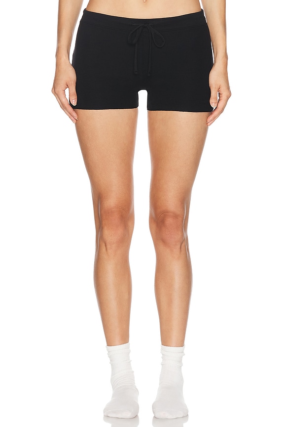 Eterne Cropped Oversized Thermal Top in Black | FWRD