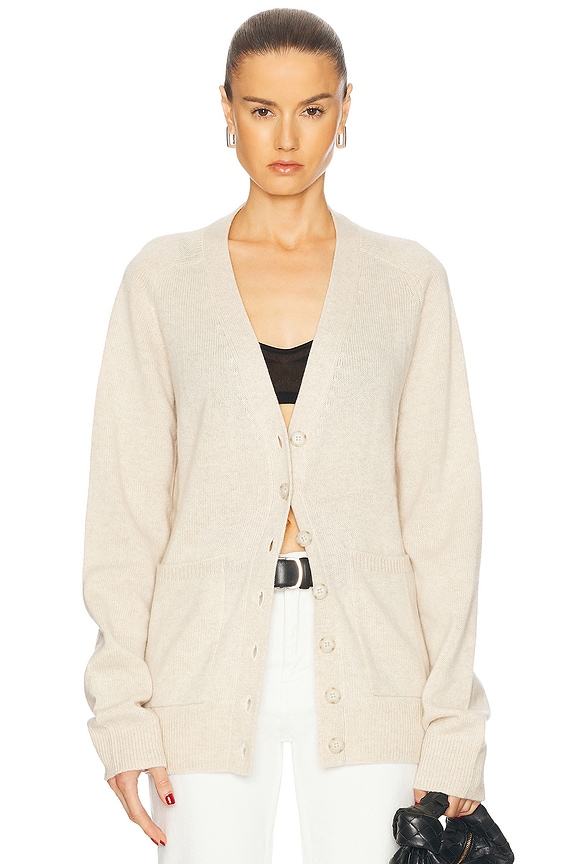 Helsa Serena Cable Cardigan in White | FWRD
