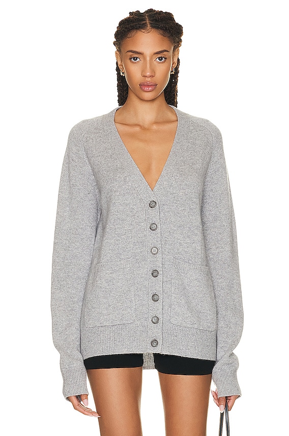 Acne Studios Rives Mohair Cardigan in Grey Melange | FWRD