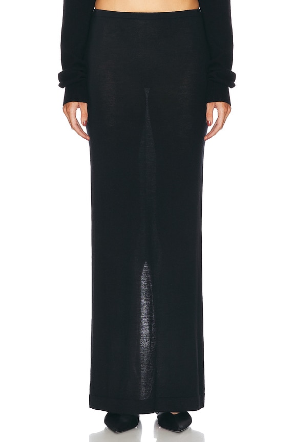 Helsa Sheer Knit Layered Maxi Skirt in Black | FWRD Helsa Sheer Knit Layered Maxi Skirt in Black | FWRD