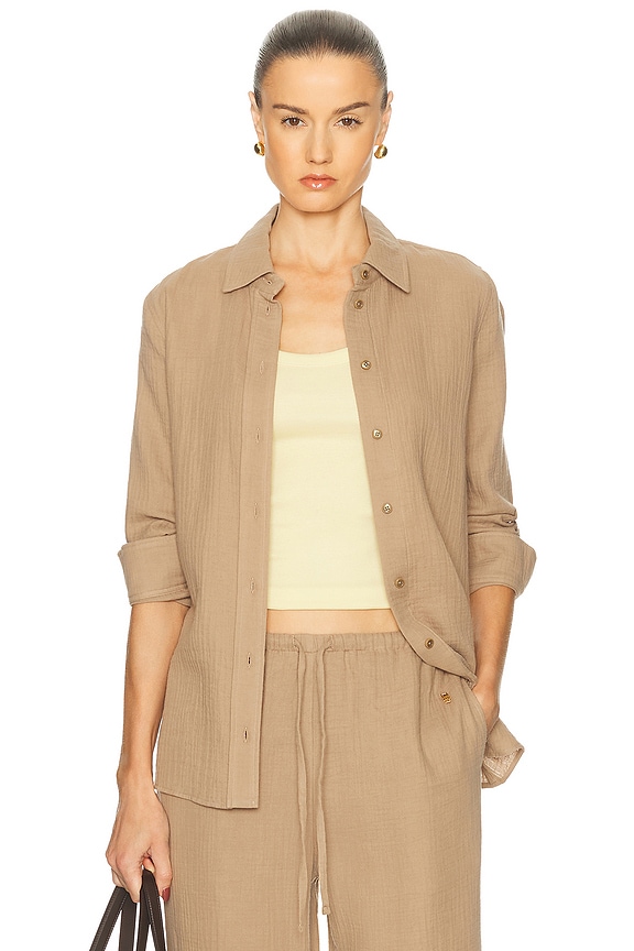Miu Miu Crop Poplin Shirt in Corda | FWRD