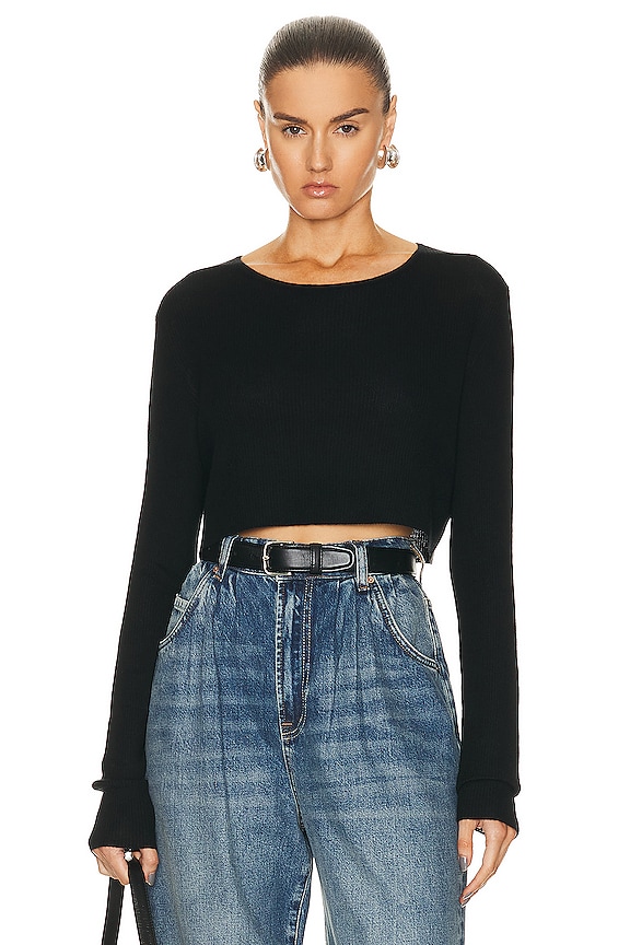 絶妙なデザイン Eterne Cropped Oversized Thermal Top in Black | FWRD トップス