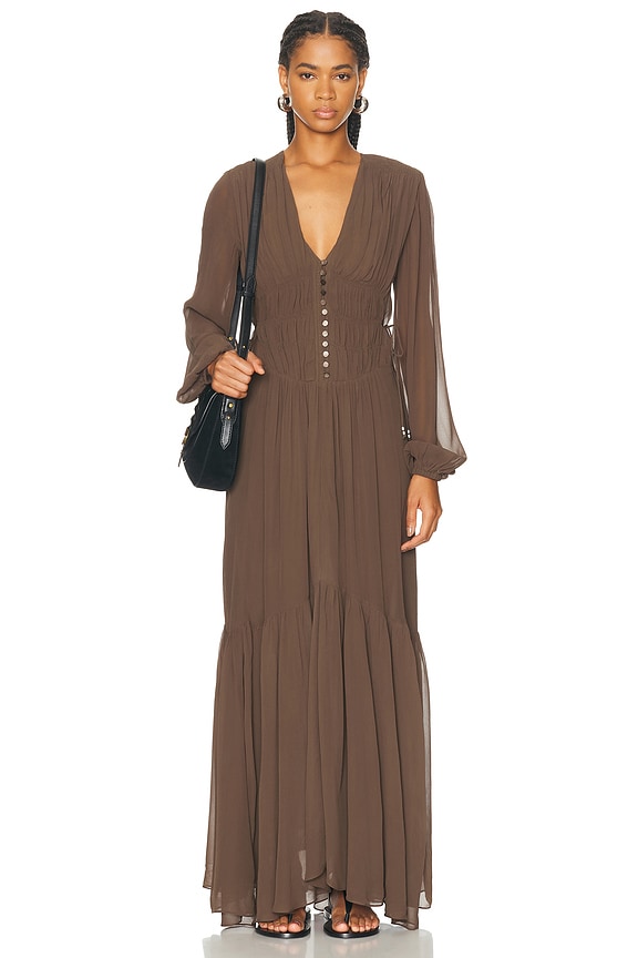 silvia tcherassi brown dress Tizziana Midi Dress