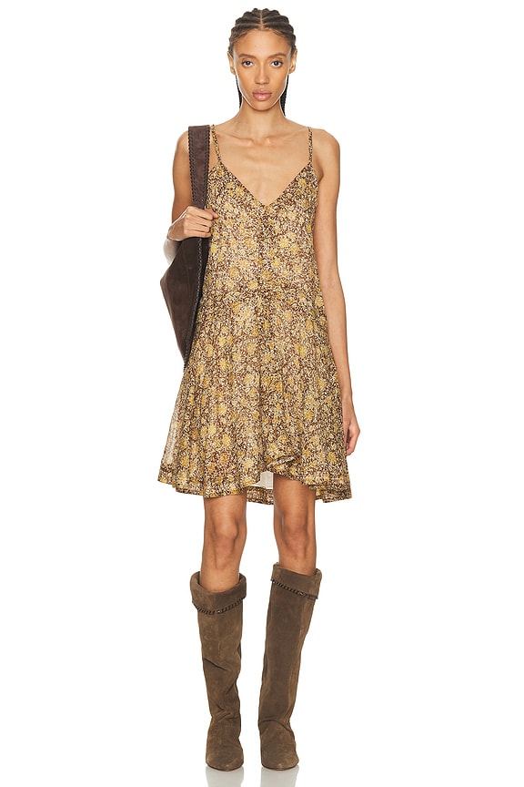 Christopher Esber Suspended Jersey Fluted Slinky Dress in Russet | FWRD