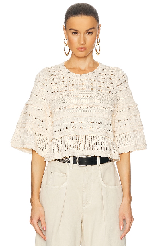 Isabel Marant Eddie Top in Ecru & Black | FWRD