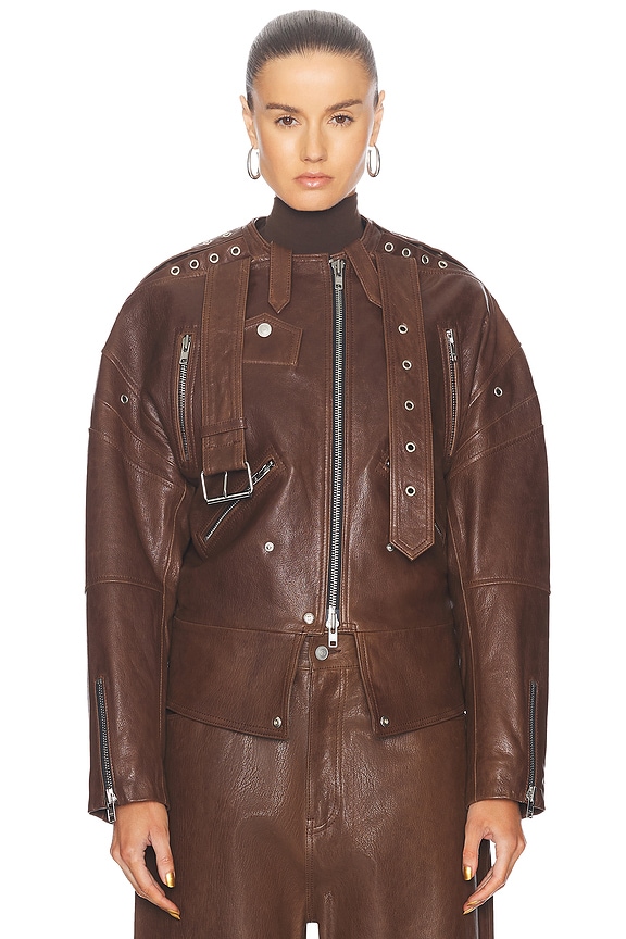 【関税込み】Loulou de Saison グレー Atalia レザージャケット Gray Atalia Leather Jacket by Loulou de Saison on Sale