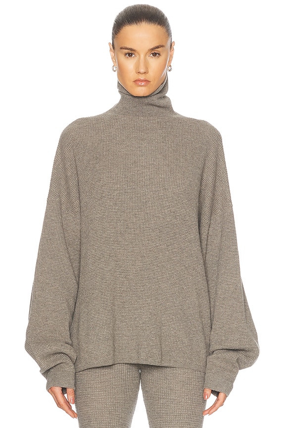 Toteme Long Cashmere Cable Knit Sweater in Oat | FWRD