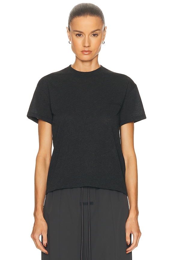 トップス JW ANDERSON SHORT-SLEEVED PIQUE JW Anderson Layered Short Sleeve Polo Top in Washed Black | FWRD