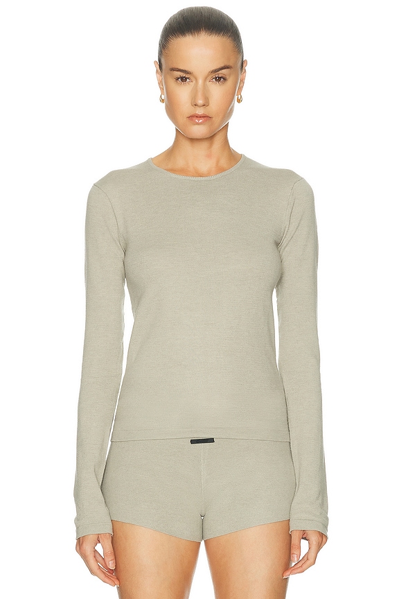 Helmut Lang Mesh Layered Long Sleeve Top in Aqua Gray | FWRD