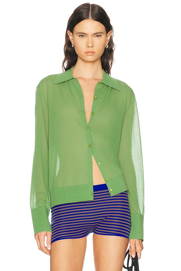 Bottega Veneta Check Knit Cardigan in Parakeet | FWRD