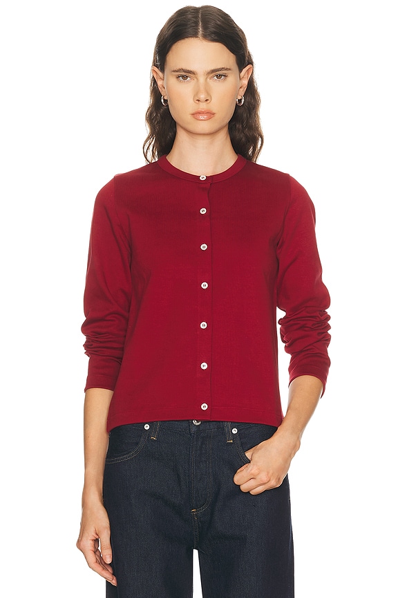 Alexander Wang Split Hem Long Sleeve Cardigan in Fiery Red | FWRD