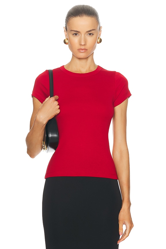 Eterne Fitted Crewneck Short Sleeve Top in Poppy | FWRD