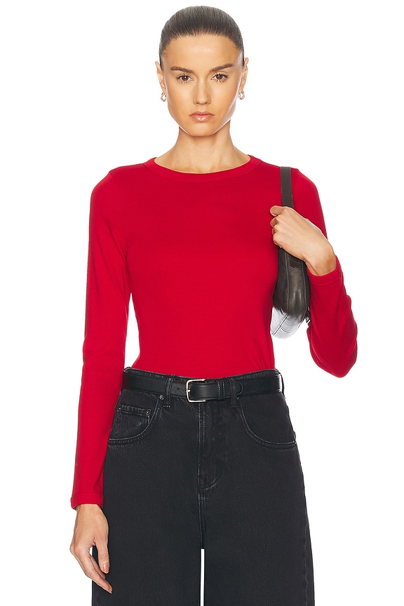 alo Alosoft Crop Finesse Long Sleeve Tee in Bold Red | FWRD