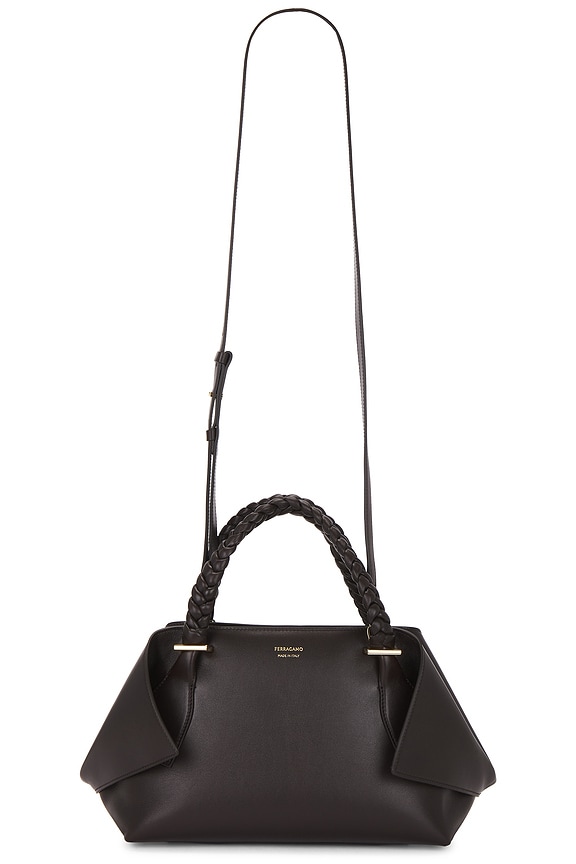 【関税込み】Savette ブラック Symmetry Pochette バッグ Symmetry Pochette in Black Mesh with Smooth Leather Trim