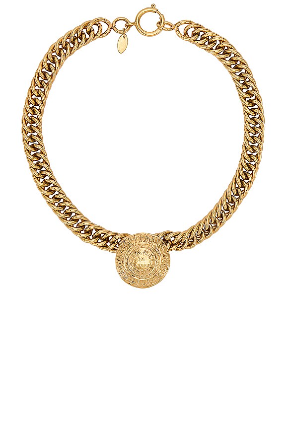 Saint Laurent Rhinestone Thick Curb Chain Necklace in Argent