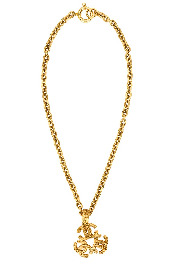 FWRD Renew Chanel 1994 Triple CC Necklace in Gold | FWRD