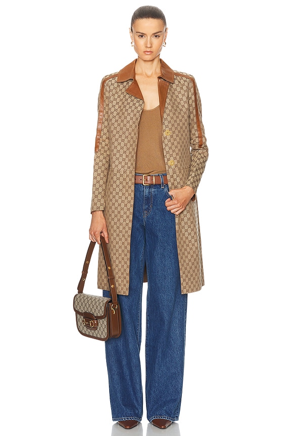 Balenciaga Hourglass Coat in Brown & Beige | FWRD