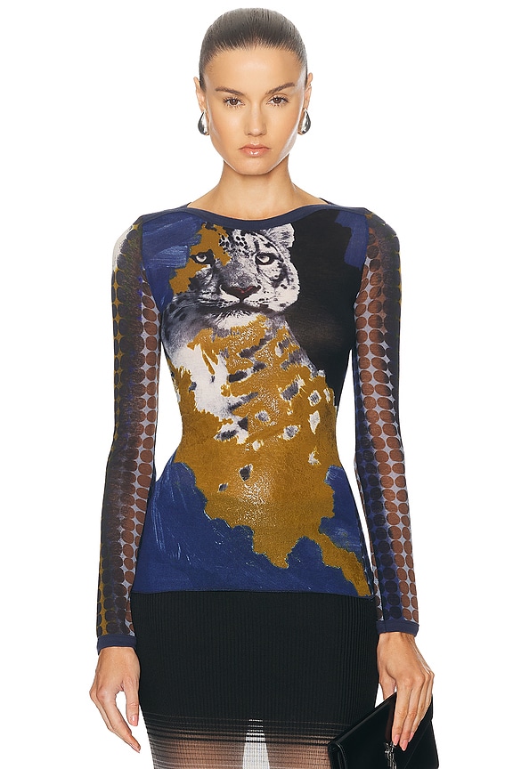 Monse Print Mesh Top in Print Multi | FWRD