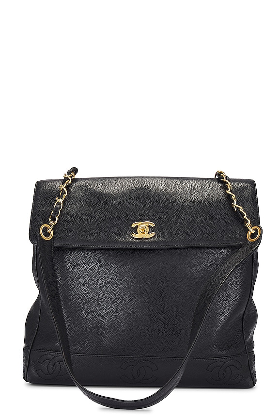 FWRD Renew Chanel Caviar Triple Coco Turnlock Chain Backpack  display picture 1