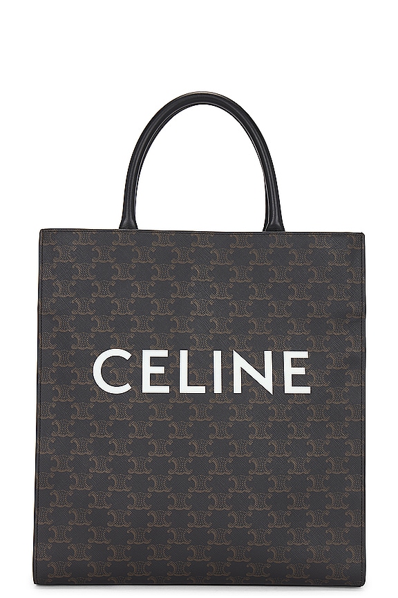 FWRD Renew Celine Triomphe Vertical Cabas Tote Bag in Black | FWRD