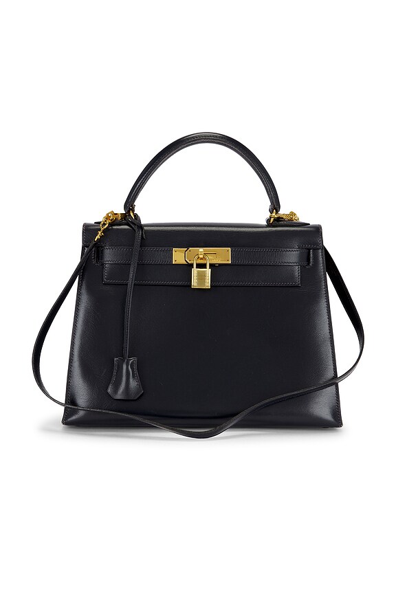 FWRD Renew Hermes Box Kelly Depeche 38 Briefcase in Noir | FWRD