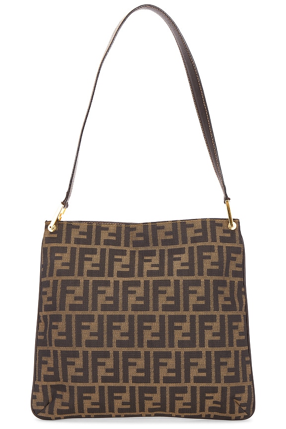 FWRD Renew Fendi Zucca Shoulder Bag in Brown | FWRD