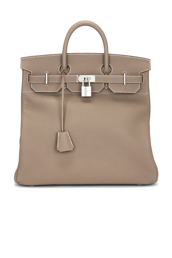 FWRD Renew Hermes Wicker Kelly Picnic 35 Handbag in Fauve | FWRD