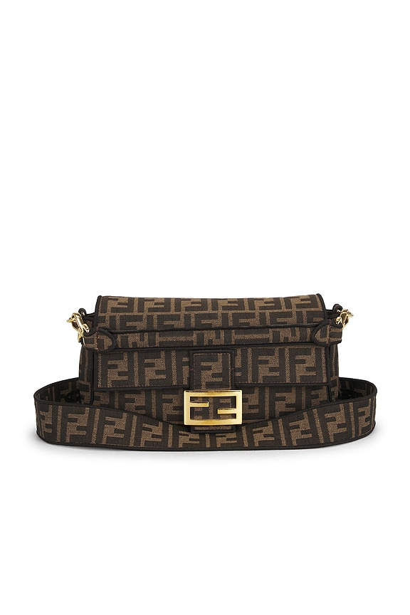 FENDI バゲット FWRD Renew Fendi Zucchino Pochette Shoulder Bag in Black | FWRD