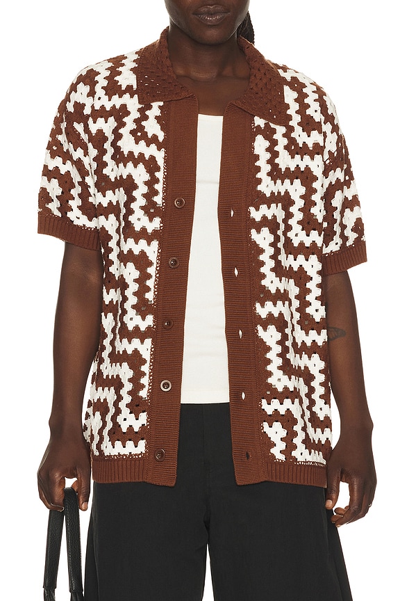 WACKO MARIA Leopard Mohair Cardigan in Beige | FWRD