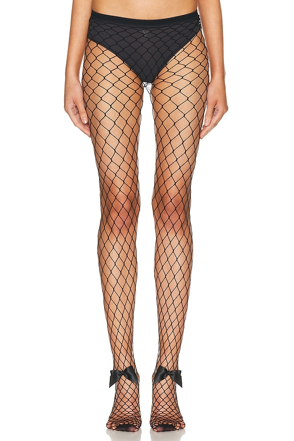 Fendi Logo Print Nylon Tights in Black | FWRD