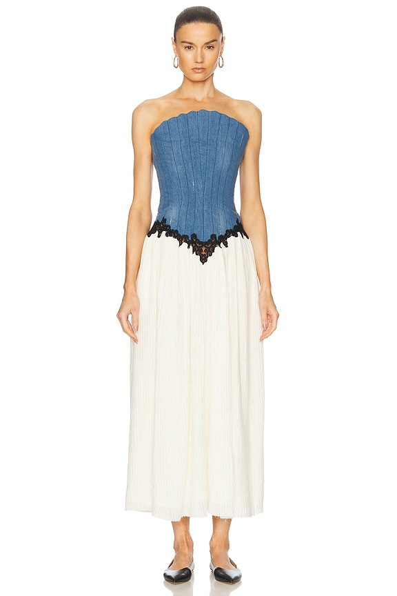 ワンピース ZIMMERMANN Woman Dress Blue 1725DRS254 COPA Zimmermann - Moonshine Blue Floral High Neck Dress