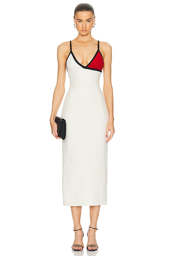ワンピース DAVID KOMA 'Crossbody & Open Leg Ruffle Detail' dress David Koma Side Cut Out Open Leg Ruffle Dress in White | FWRD