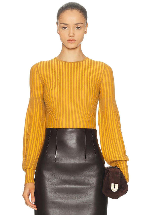 トップス Miu Miu FW1999 long sleeves Miu Miu Long-Sleeved Garment-Dyed Ribbed Knit Jersey T-Shirt