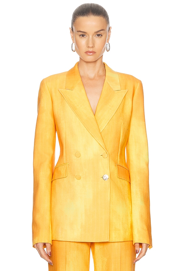 Acne Studios Double Breasted Blazer in Lemon Yellow | FWRD
